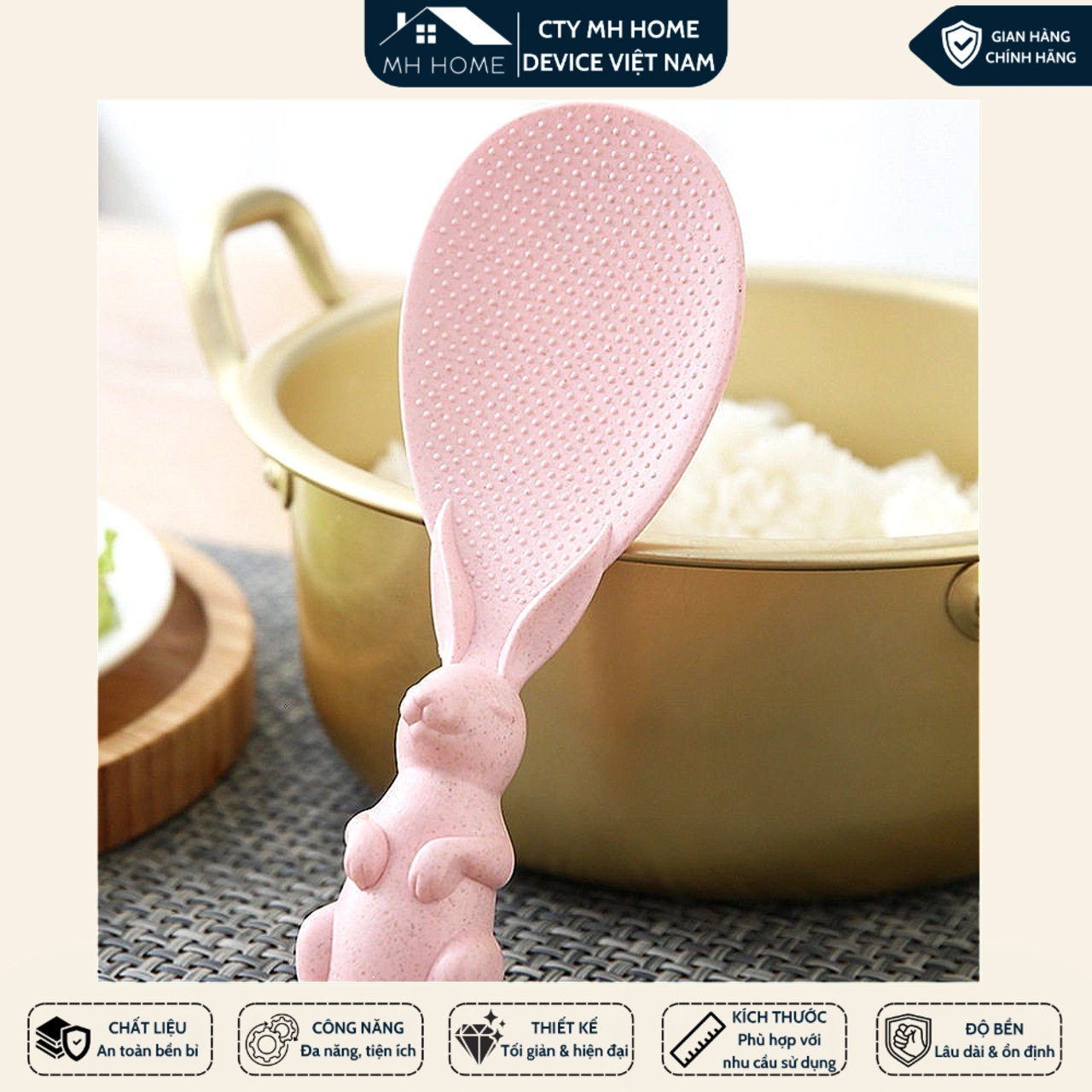 [COMBO 2] Muỗng Xới Cơm Chống Dính Hình Con Thỏ Nhựa PE Nguyên Sinh Cao Cấp (Muôi Xới Cơm Đế Đứng Dễ Thương) - MH HOME